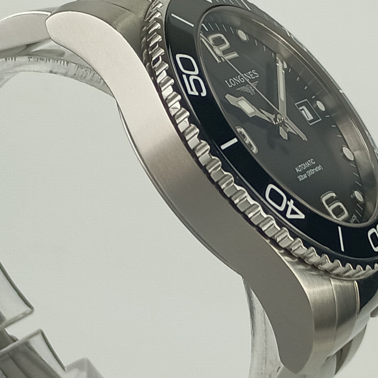 超美品 LONGINES ロンジン 腕時計 ハイドロコンクエスト L3.781.4.56.6 シルバー ブラック文字盤 ステンレス メンズ 自動巻 30気圧防水