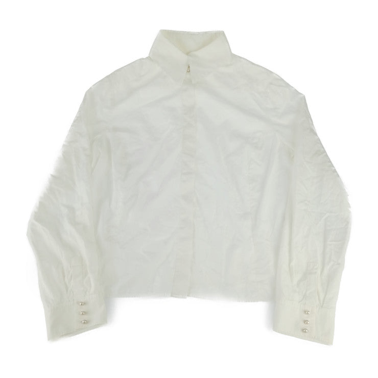 CHANEL シャネル ブラウス ココマーク パールボタンシャツ P24396V12141 ホワイト コットン100％ レディース トップス 長袖シャツ #50
