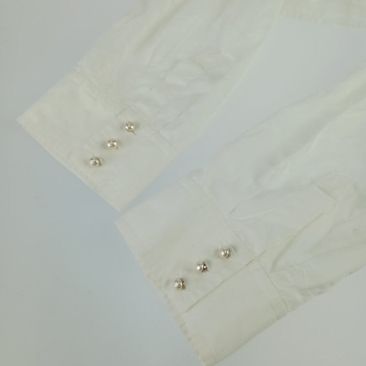 CHANEL シャネル ブラウス ココマーク パールボタンシャツ P24396V12141 ホワイト コットン100％ レディース トップス 長袖シャツ #50