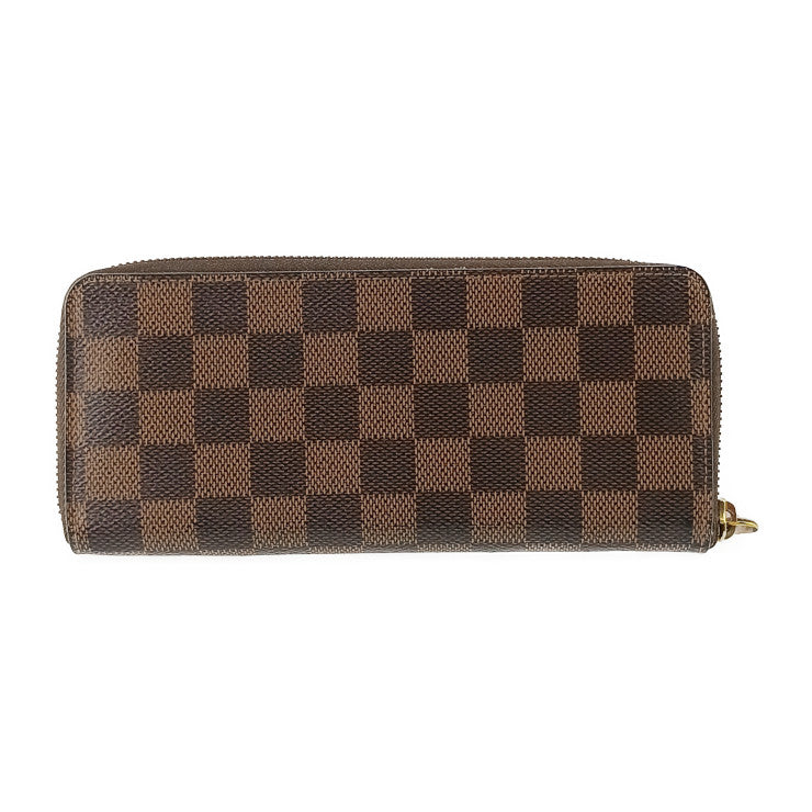 LOUIS VUITTON ルイ ヴィトン 長財布 ダミエ ポルトフォイユ・クレマンス N41626 エベヌ ローズ・バレリーヌ PVC レザー レディース ラウンドファスナー ゴールド金具