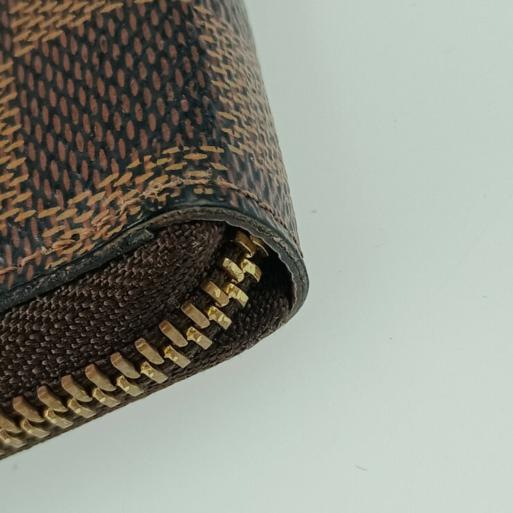 LOUIS VUITTON ルイ ヴィトン 長財布 ダミエ ポルトフォイユ・クレマンス N41626 エベヌ ローズ・バレリーヌ PVC レザー レディース ラウンドファスナー ゴールド金具