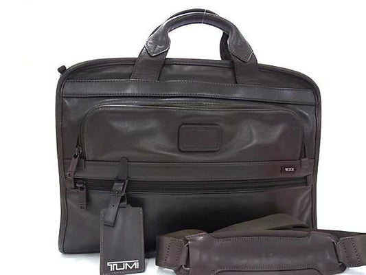 TUMI トゥミ ビジネスバッグ ALPHA slim Deluxe Leather portfolio スリム デラックス レザー ポートフォリオ 96101BH ブラウン レザー メンズ 2WAY 美品