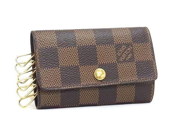 LOUIS VUITTON ルイヴィトン キーケース ミュルティクレ6 N62630 エベヌ ダミエ ユニセックス 6連 ゴールド金具 美品
