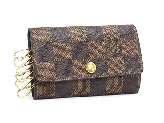 LOUIS VUITTON ルイヴィトン キーケース ミュルティクレ6 N62630 エベヌ ダミエ ユニセックス 6連 ゴールド金具 美品