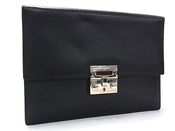 Salvatore Ferragamo サルヴァトーレフェラガモ セカンドバッグ - AU-24 9502 ブラック レザー メンズ シルバー金具