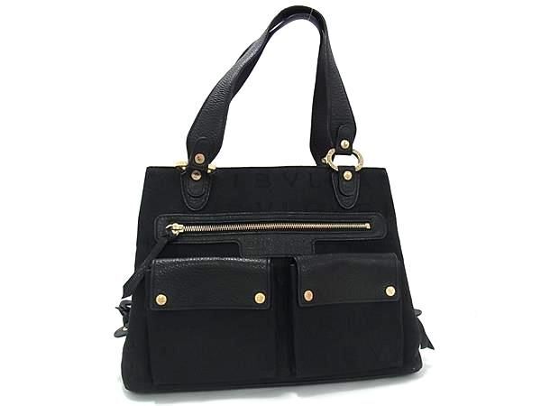BVLGARI ブルガリ ハンドバッグ ロゴマニア - ブラック キャンバス レディース ゴールド金具 美品