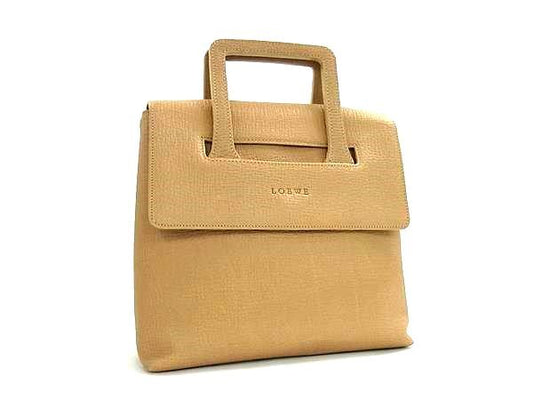 LOEWE ロエベ バッグ ハンドバッグ - ベージュ系 レザー レディース シルバー金具 美品