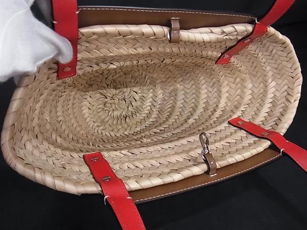 Christian Louboutin クリスチャン ルブタン トートバッグ LOUBISHORE SMALL ルビショア スモール - ナチュラル×ブラウン系 ラフィア×レザー レディース かごバッグ 美品