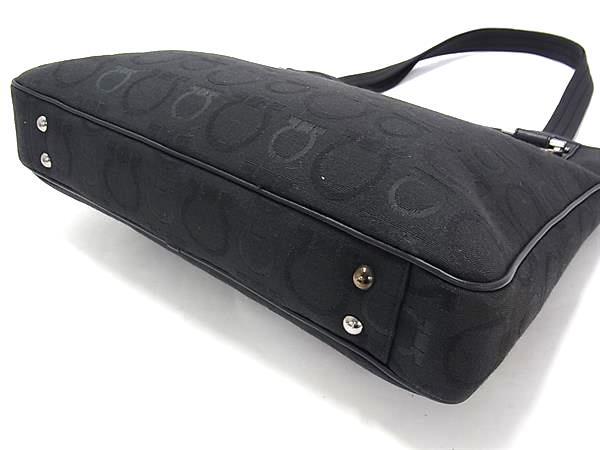 Salvatore Ferragamo サルヴァトーレ フェラガモ トートバッグ ガンチーニ ショルダートート 21 5757 ブラック キャンバス×レザー レディース 超美品