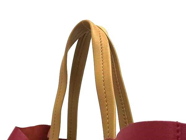 CELINE セリーヌ トートバッグ CABAS カバス 16440 レッド系×ベージュ系 レザー レディース バイカラー 美品