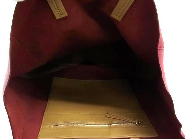 CELINE セリーヌ トートバッグ CABAS カバス 16440 レッド系×ベージュ系 レザー レディース バイカラー 美品