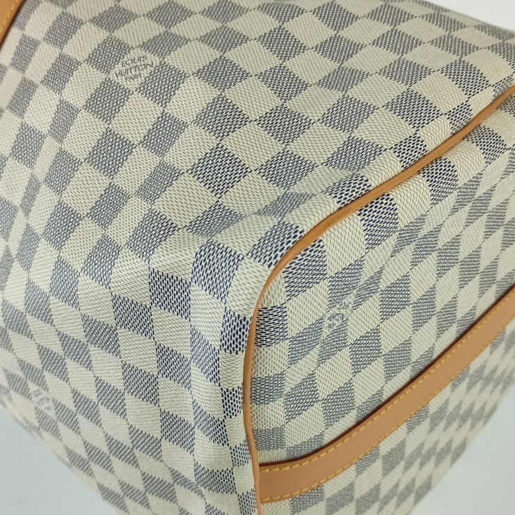 LOUIS VUITTON ルイヴィトン ボストンバッグ ダミエ アズール キーポル バンドリエール 55 N41429 ホワイト系 PVC レザー ユニセックス 2WAY ショルダーバッグ 超美品