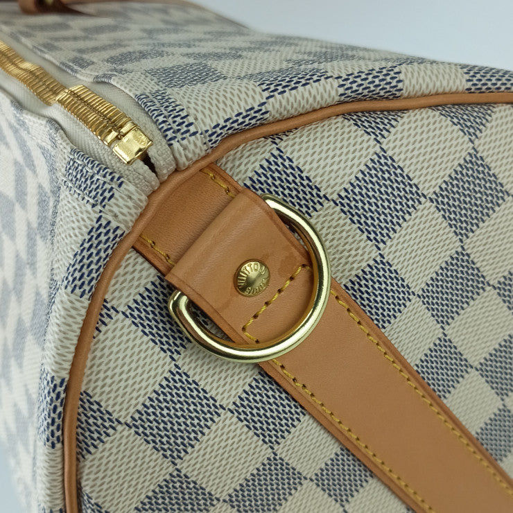 LOUIS VUITTON ルイヴィトン ボストンバッグ ダミエ アズール キーポル バンドリエール 55 N41429 ホワイト系 PVC レザー ユニセックス 2WAY ショルダーバッグ 超美品
