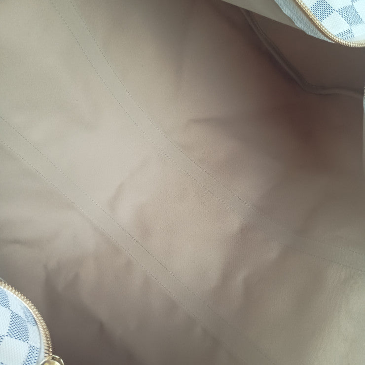 LOUIS VUITTON ルイヴィトン ボストンバッグ ダミエ アズール キーポル バンドリエール 55 N41429 ホワイト系 PVC レザー ユニセックス 2WAY ショルダーバッグ 超美品