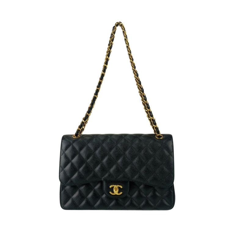 CHANEL シャネル ショルダーバッグ クラシック ラージ ハンドバッグ デカマトラッセ 30 A58600 ブラック キャビアスキン レディース 二重蓋 ゴールド金具 超美品