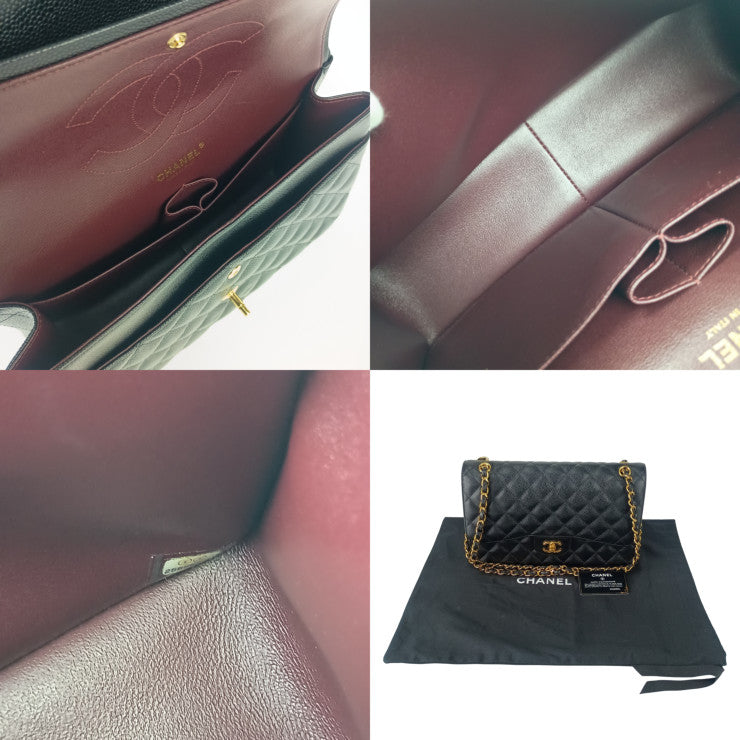 CHANEL シャネル ショルダーバッグ クラシック ラージ ハンドバッグ デカマトラッセ 30 A58600 ブラック キャビアスキン レディース 二重蓋 ゴールド金具 超美品