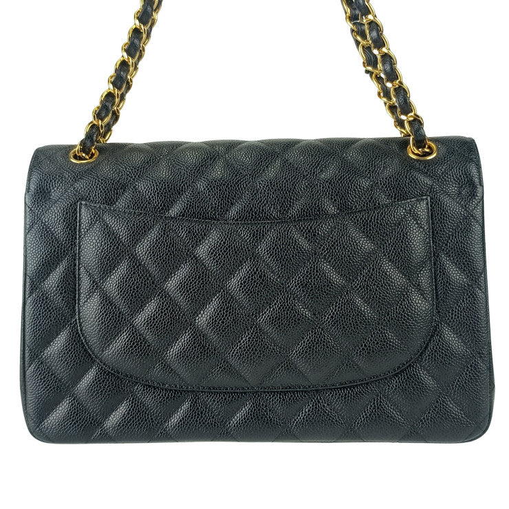 CHANEL シャネル ショルダーバッグ クラシック ラージ ハンドバッグ デカマトラッセ 30 A58600 ブラック キャビアスキン レディース 二重蓋 ゴールド金具 超美品