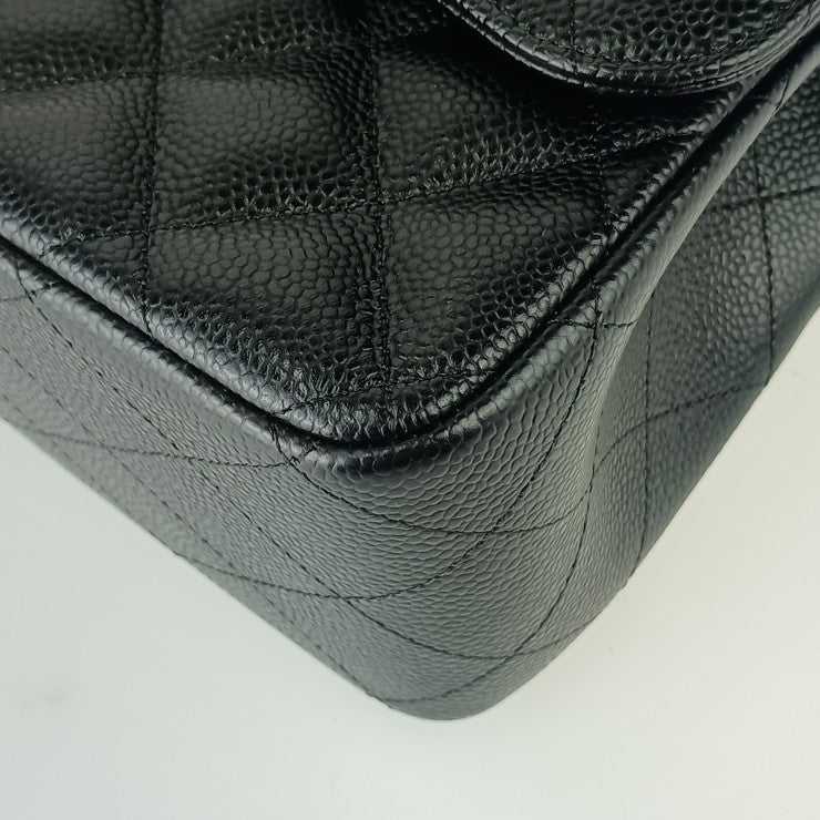 CHANEL シャネル ショルダーバッグ クラシック ラージ ハンドバッグ デカマトラッセ 30 A58600 ブラック キャビアスキン レディース 二重蓋 ゴールド金具 超美品