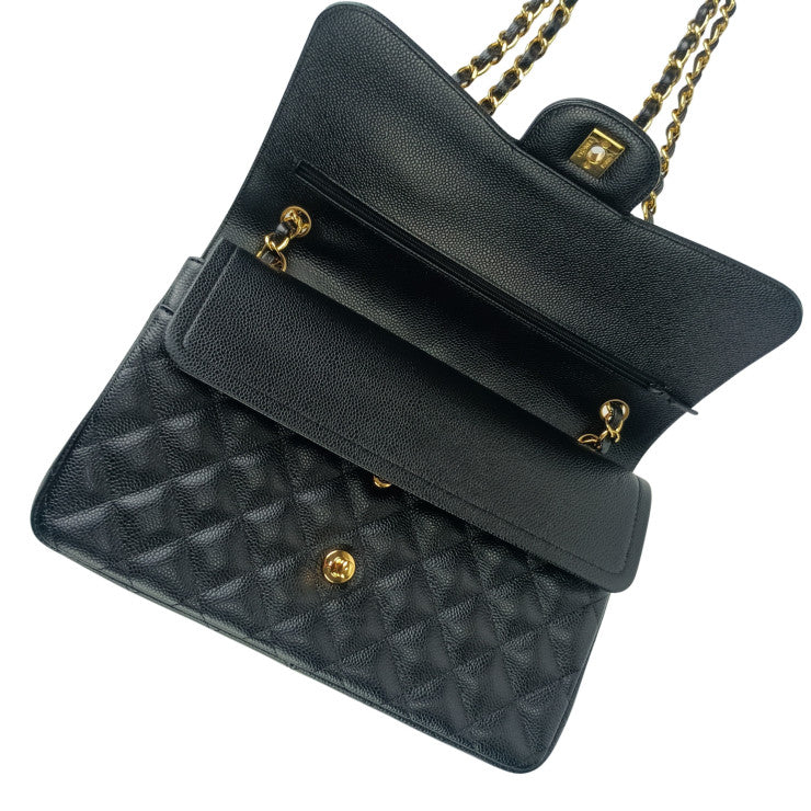 CHANEL シャネル ショルダーバッグ クラシック ラージ ハンドバッグ デカマトラッセ 30 A58600 ブラック キャビアスキン レディース 二重蓋 ゴールド金具 超美品