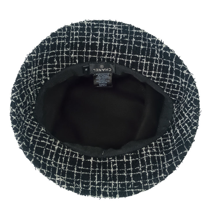 CHANEL シャネル 帽子 バケットハット AA9467B14134 ブラック コットン ポリアミド レディース ココマーク ツイード 美品