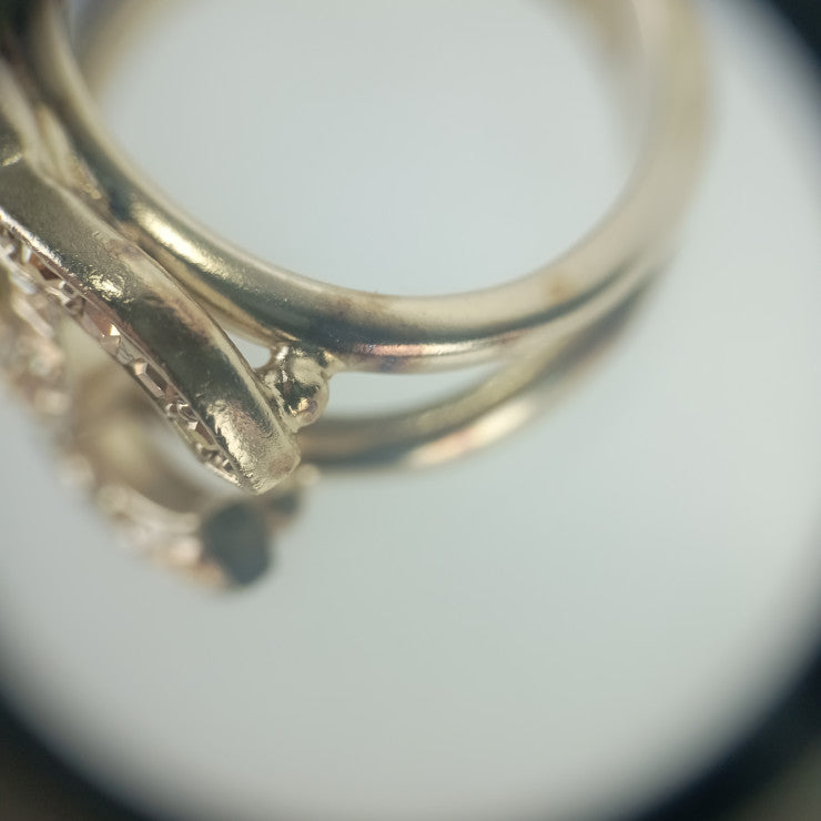 CHANEL シャネル 指輪 ココマーク リング ゴールド メタル ラインストーン レディース C21 S 美品