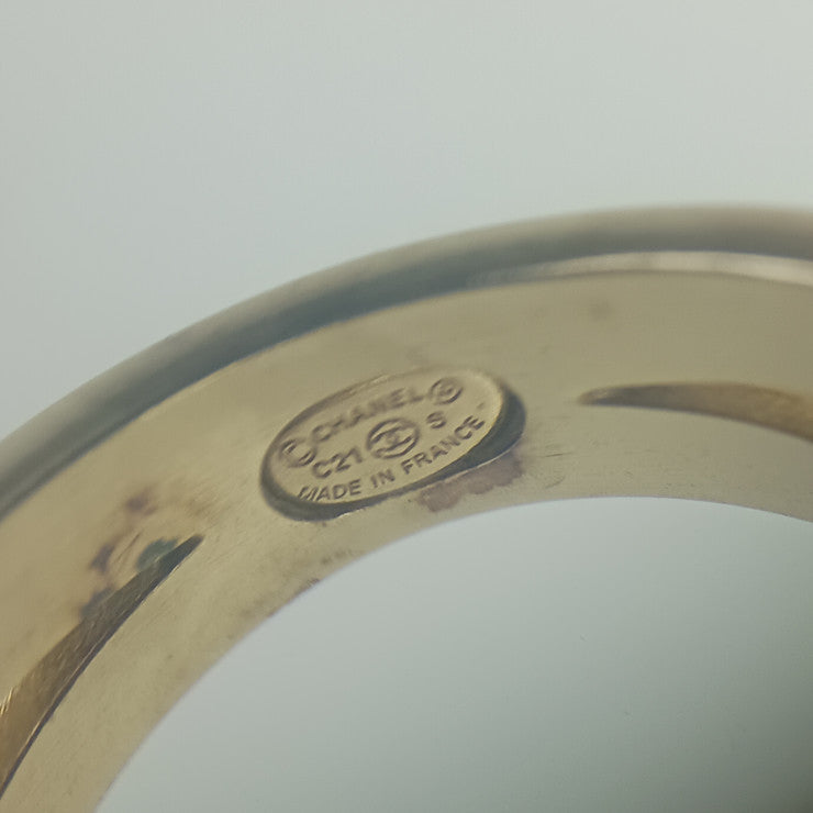 CHANEL シャネル 指輪 ココマーク リング ゴールド メタル ラインストーン レディース C21 S 美品