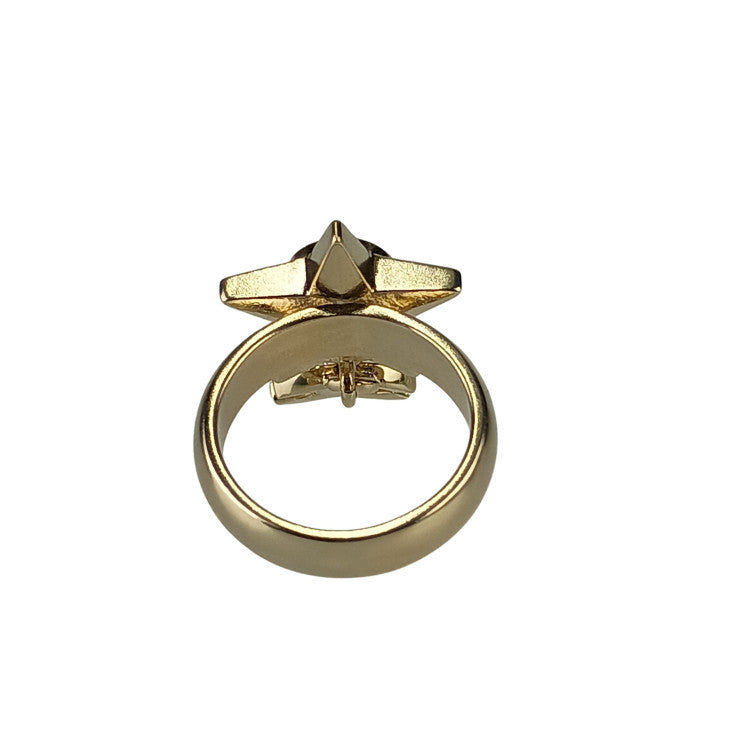 CHANEL シャネル 指輪 ココマーク スター リング ゴールド メタル ラインストーン レディース I23 P 美品