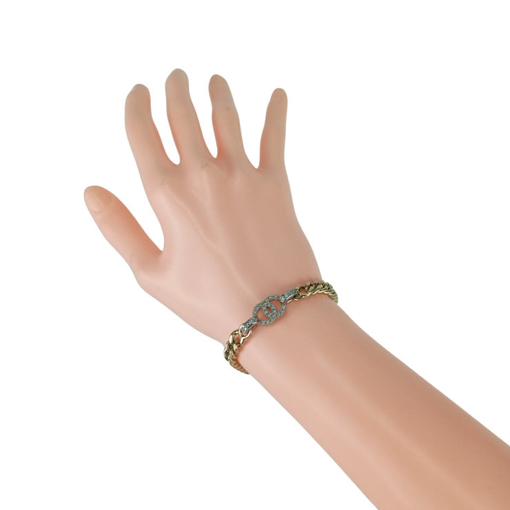 CHANEL シャネル リストウェア ココマーク チェーン ブレスレット ゴールド シルバー メタル ラインストーン レディース B22 S 美品