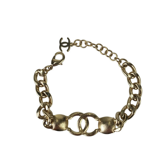 CHANEL シャネル リストウェア ココマーク チェーン ブレスレット ゴールド メタル ラインストーン レディース C23 C 美品