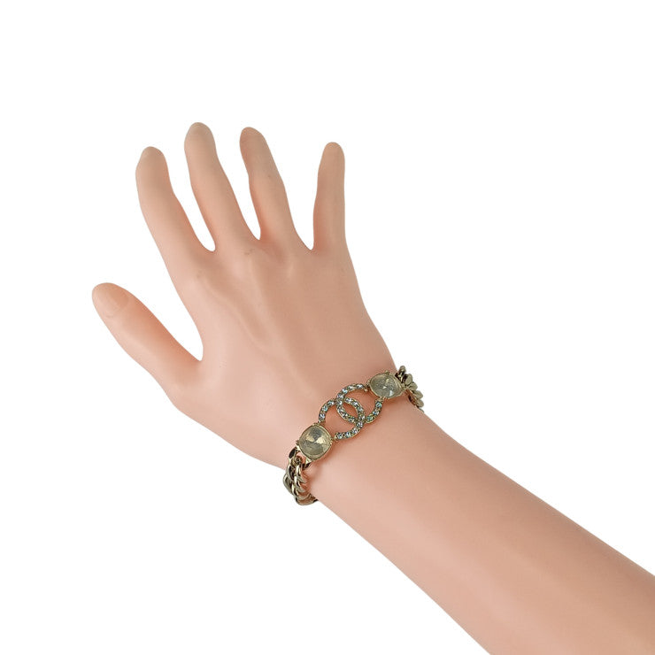 CHANEL シャネル リストウェア ココマーク チェーン ブレスレット ゴールド メタル ラインストーン レディース C23 C 美品