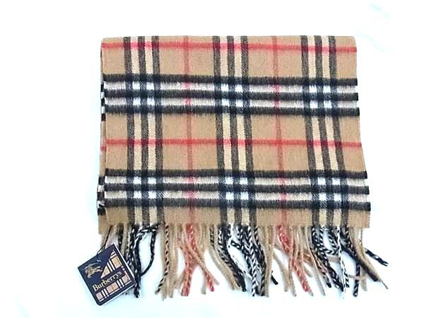 Burberrys バーバリーズ マフラー ノバチェック ベージュ系 カシミヤ100％ ユニセックス フリンジ 新品未使用展示品