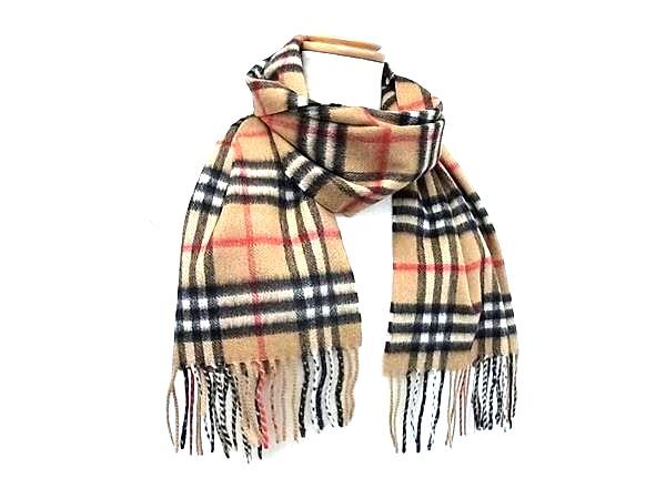 Burberrys バーバリーズ マフラー ノバチェック ベージュ系 カシミヤ100％ ユニセックス フリンジ 新品未使用展示品