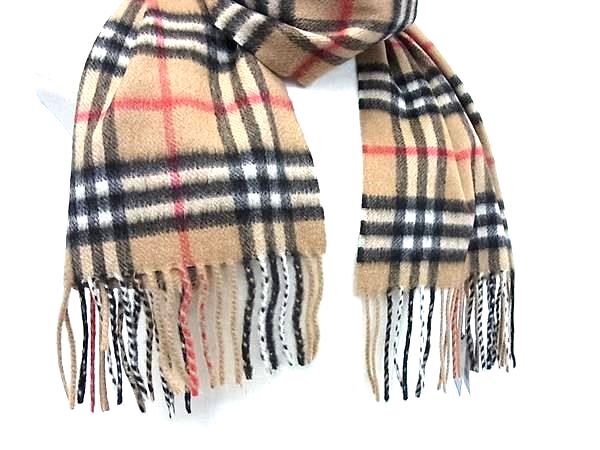 Burberrys バーバリーズ マフラー ノバチェック ベージュ系 カシミヤ100％ ユニセックス フリンジ 新品未使用展示品