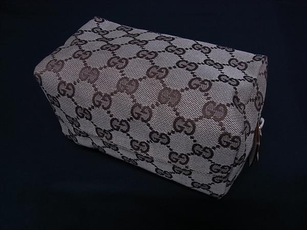 GUCCI グッチ ポーチ GGキャンバス 29595 ベージュ ブラウン キャンバス レザー レディース