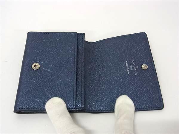 LOUIS VUITTON ルイヴィトン カードケース アンヴェロップ カルトドゥヴィジット M80944 メタリックネイビー モノグラムアンプラント ユニセックス フライト・モード シルバー金具 美品