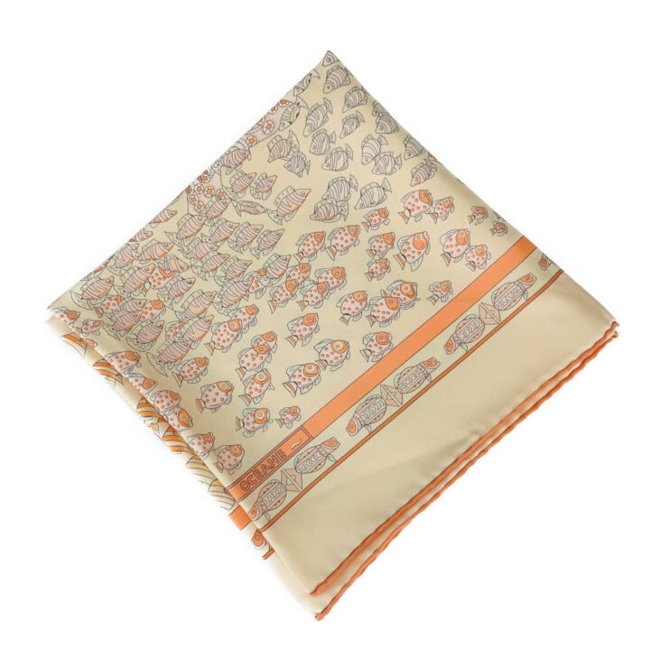 新古未使用展示品 HERMES エルメス スカーフ カレ90 RENCONTRE OCEANE - オレンジ系 マルチカラー シルク100％ レディース