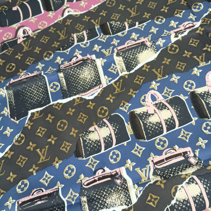 超美品 LOUIS VUITTON ルイヴィトン スカーフ ウォールペーパー モノグラム スカーフ M74760 ブラウン系 マルチカラー シルク100％ レディース カレ70