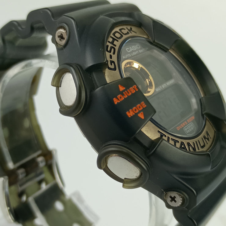 CASIO G-SHOCK Frogman DW-9902GWC-8JR Watch, Black, Gold, Silver, Gray Dial, Titanium, Resin, Men's, Diver's, Digital, World Coral Reef Conservation Association Official Model