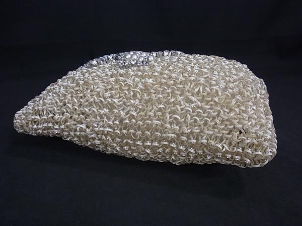 ANTEPRIMA アンテプリマ ハンドバッグ ワイヤーバッグ - ライトベージュ PVCワイヤー レディース 2WAY ラインストーン フェイクパール リボン 美品