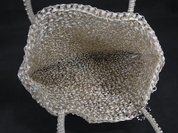 ANTEPRIMA アンテプリマ ハンドバッグ ワイヤーバッグ - ライトベージュ PVCワイヤー レディース 2WAY ラインストーン フェイクパール リボン 美品