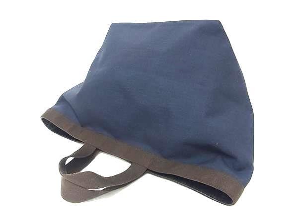 Herve Chapelier エルベシャプリエ トートバッグ リュクス - ネイビー ブラウン ナイロン レディース 舟形 美品