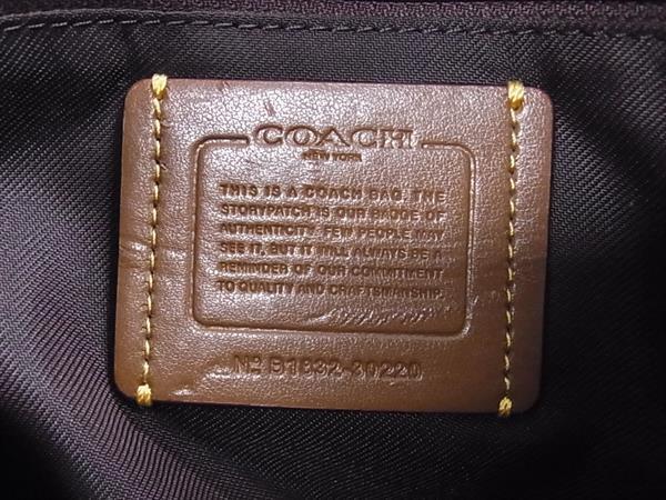 COACH コーチ ハンドバッグ シグネチャー イーディー 30220 ブラウン アイボリー PVC レザー レディース スタッズ ガンメタ金具 美品