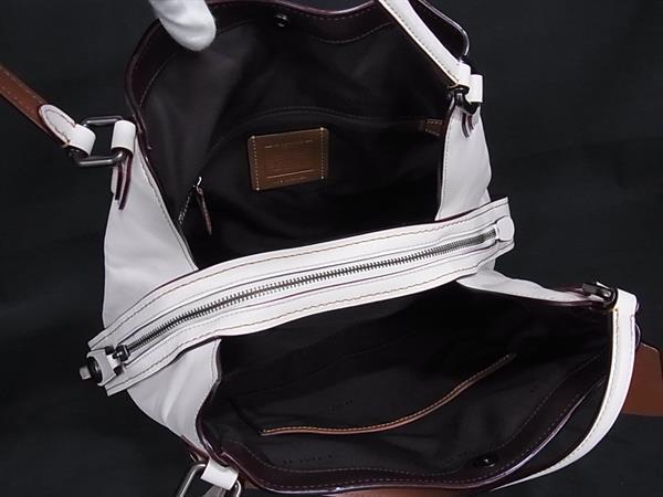 COACH コーチ ハンドバッグ シグネチャー イーディー 30220 ブラウン アイボリー PVC レザー レディース スタッズ ガンメタ金具 美品