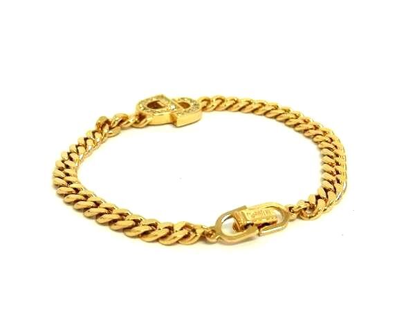 ChristianDior クリスチャンディオール ブレスレット CDロゴ - ゴールド メタル レディース チェーン ラインストーン