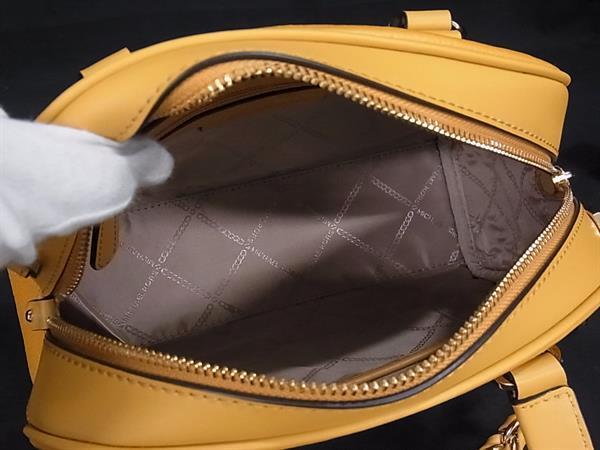 MICHAEL KORS マイケルコース ハンドバッグ WILLIAMSBURG ペブルドレザー ボウリング サッチェル スモール 30F3G6WS1L マスタードイエロー レザー レディース 2WAY 新品未使用展示品