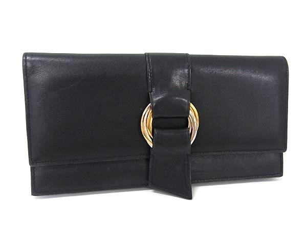 Cartier カルティエ 財布 トリニティ ブラック レザー レディース 二つ折り 長財布