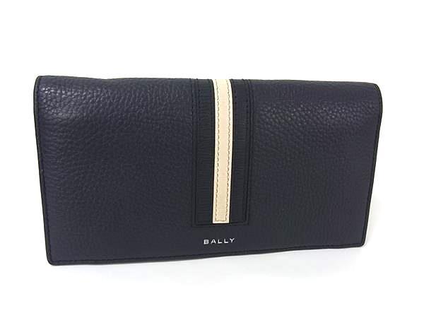 BALLY バリー 財布 RIBBON ネイビー レザー メンズ 二つ折り 長財布 美品
