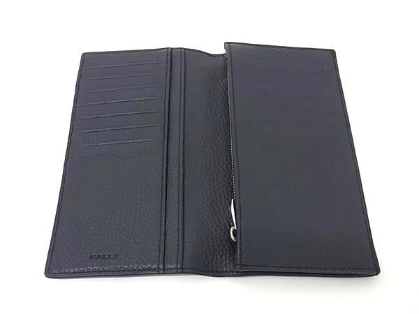 BALLY バリー 財布 RIBBON ネイビー レザー メンズ 二つ折り 長財布 美品
