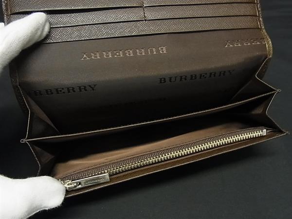 BURBERRY バーバリー 財布 ベージュ ブラウン キャンバス×レザー メンズ ノバチェック 二つ折り 長財布 美品