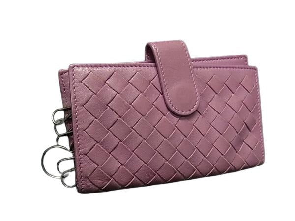 BOTTEGA VENETA ボッテガヴェネタ キーケース イントレチャート ピンクパープル レザー レディース 6連